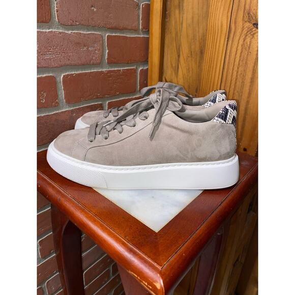 VINCE Brown Suede Platform Sneakers via SNAKESKIN HEEL Size 9.5 $280 retail - Picture 2 of 6